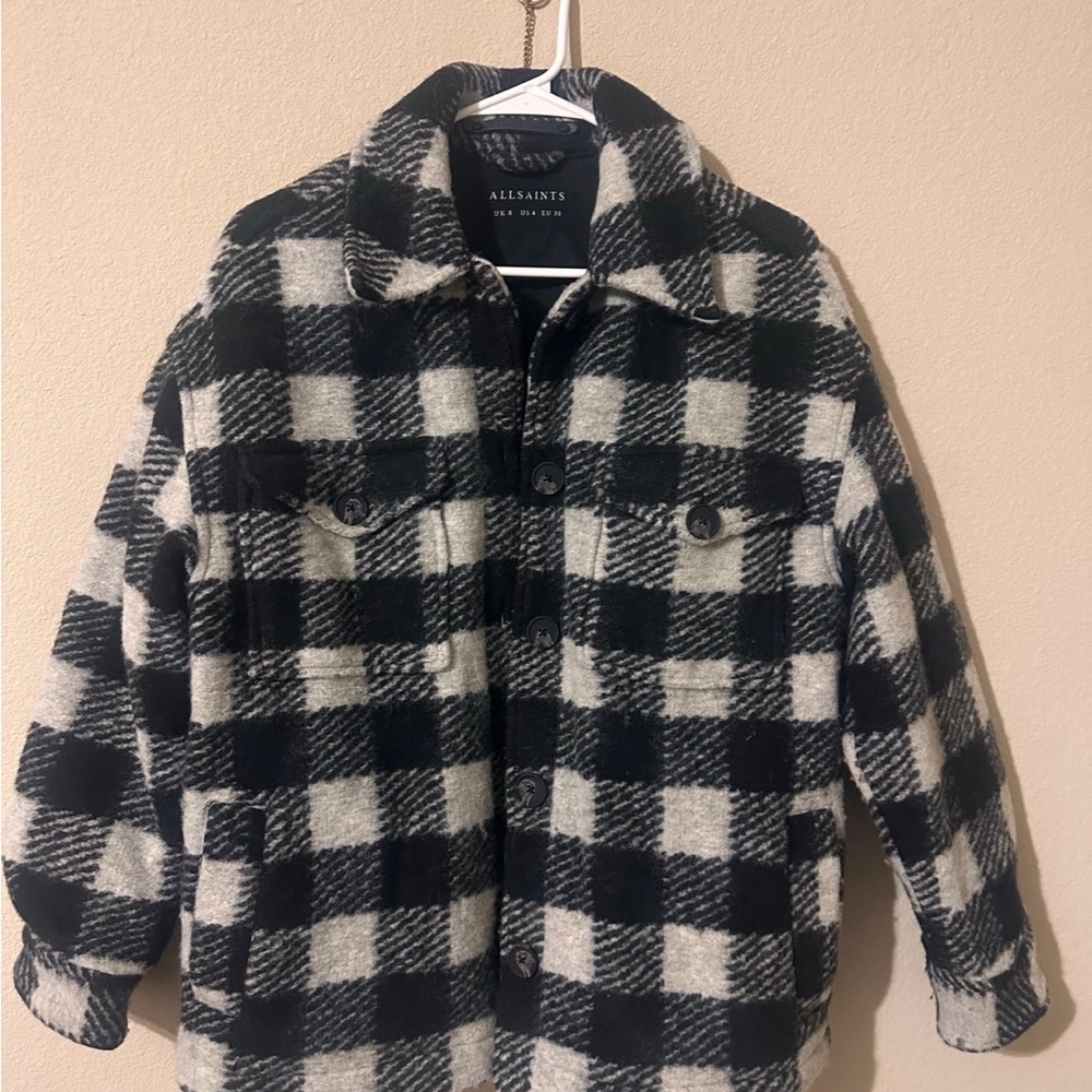 All Saints Black and White Checkered Jacket